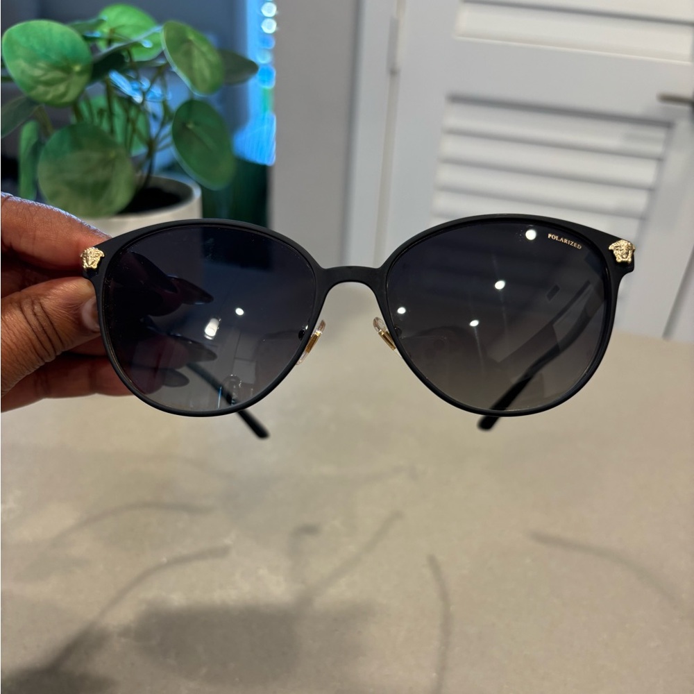 Versace Black Sunglasses with Gold Details